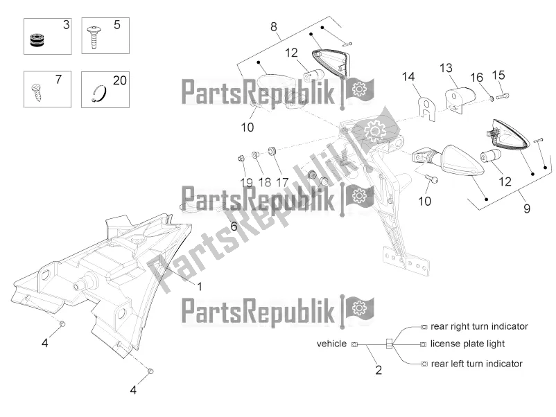 All parts for the Rear Lights of the Aprilia RS 125 4T ABS Replica 2020