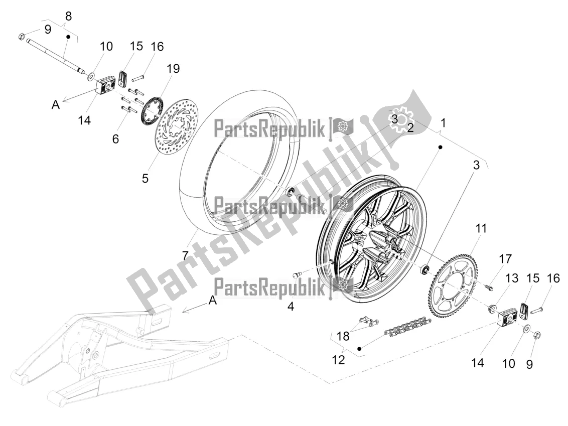 Alle Teile für das Hinterrad des Aprilia RS 125 4T ABS Replica 2020