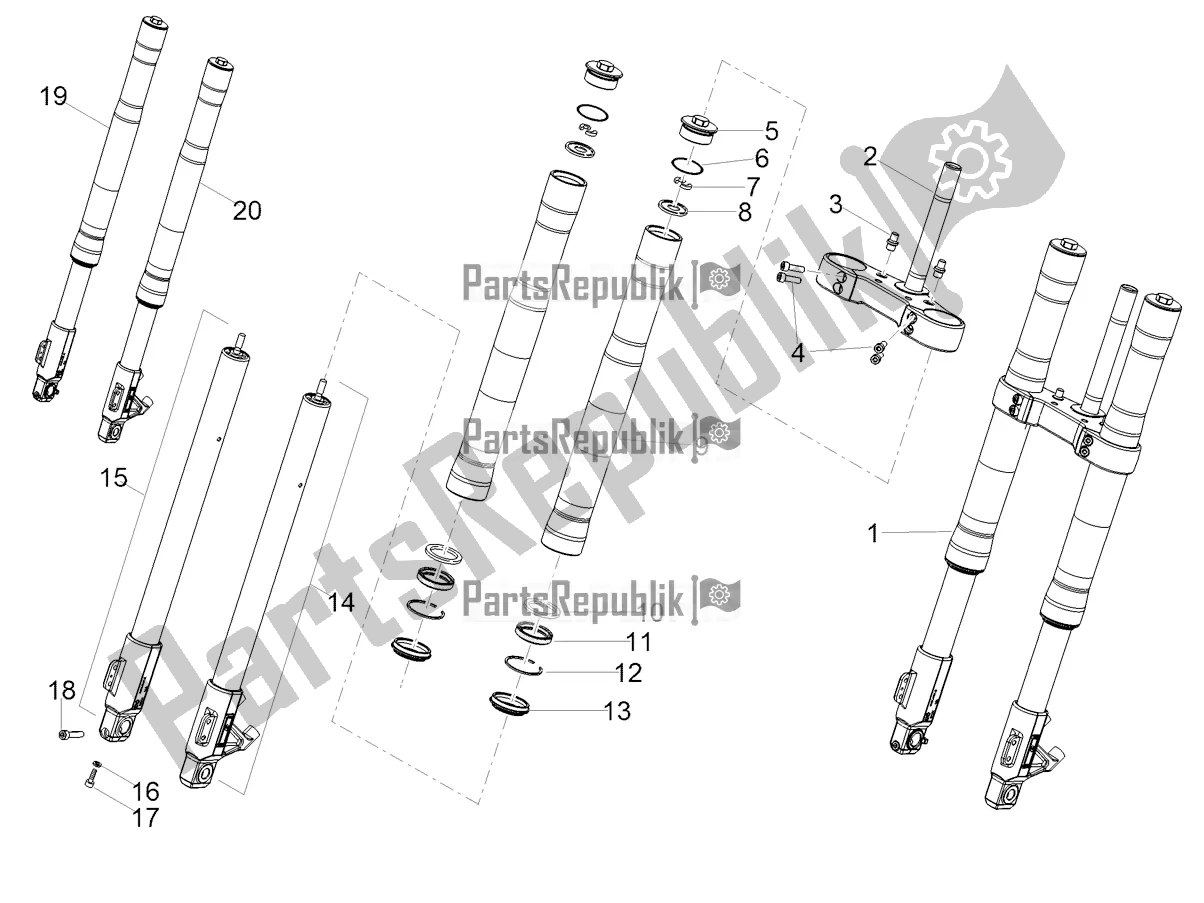 Todas as partes de Garfo Dianteiro Ming Xing do Aprilia RS 125 4T ABS Replica 2021