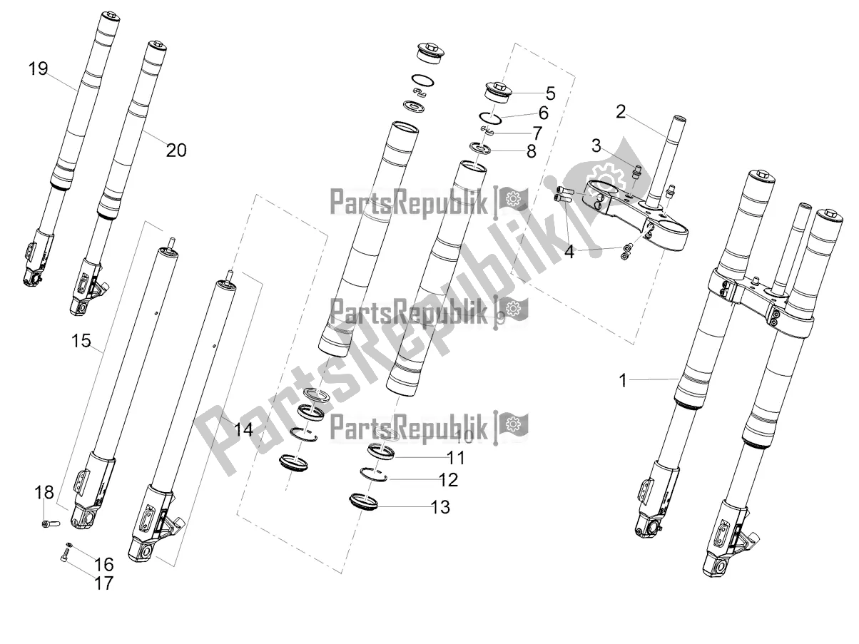 Todas as partes de Garfo Dianteiro Ming Xing do Aprilia RS 125 4T ABS Replica 2022