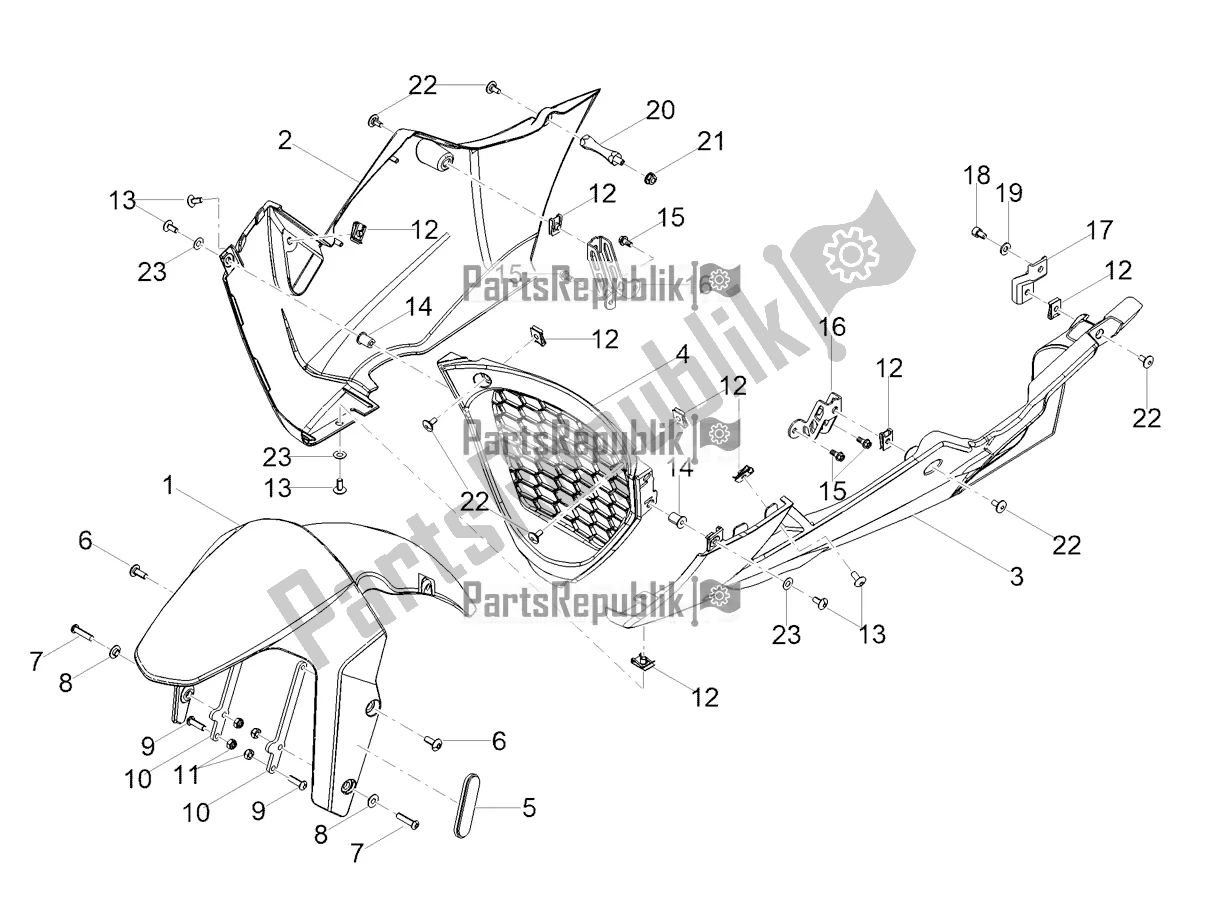 Alle onderdelen voor de Voorspatbordstijl van de Aprilia RS 125 4T ABS Replica 2022