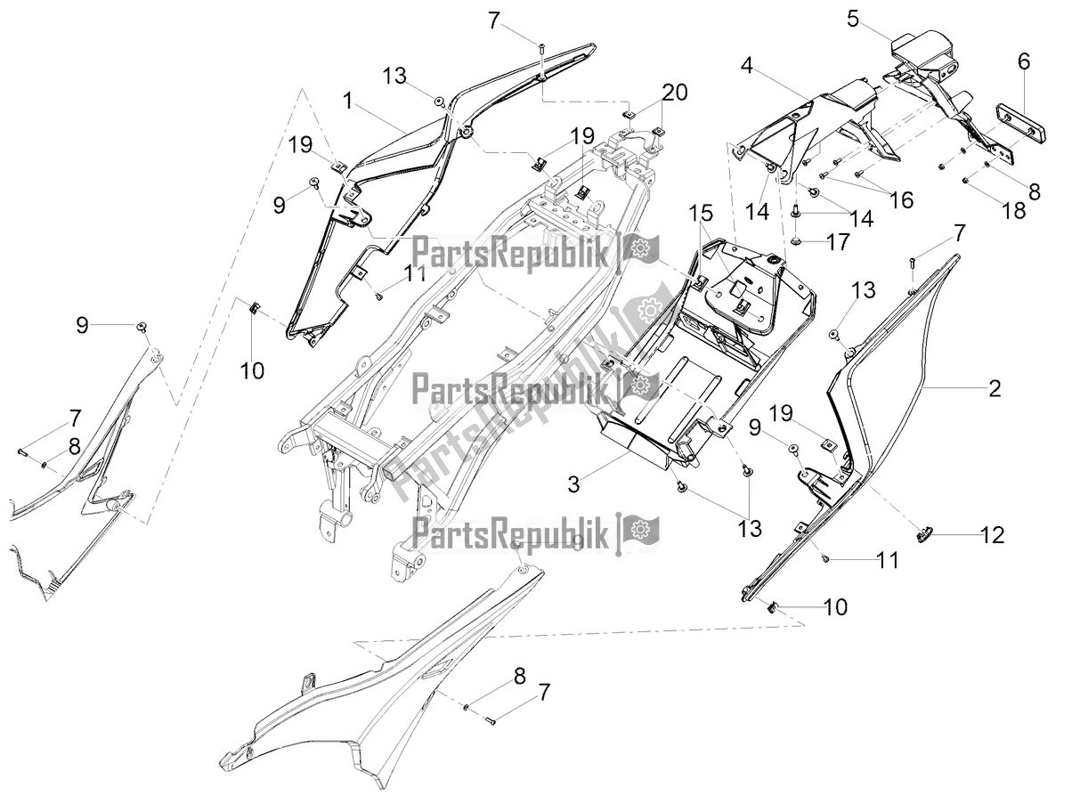 Alle onderdelen voor de Achterlichaam van de Aprilia RS 125 4T ABS Replica 2022