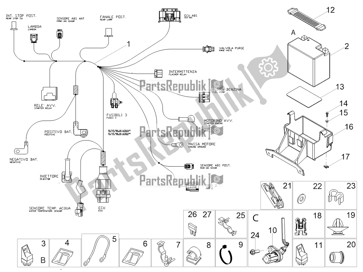 Todas as partes de Sistema Elétrico Traseiro do Aprilia RS 125 4T ABS Replica 2022