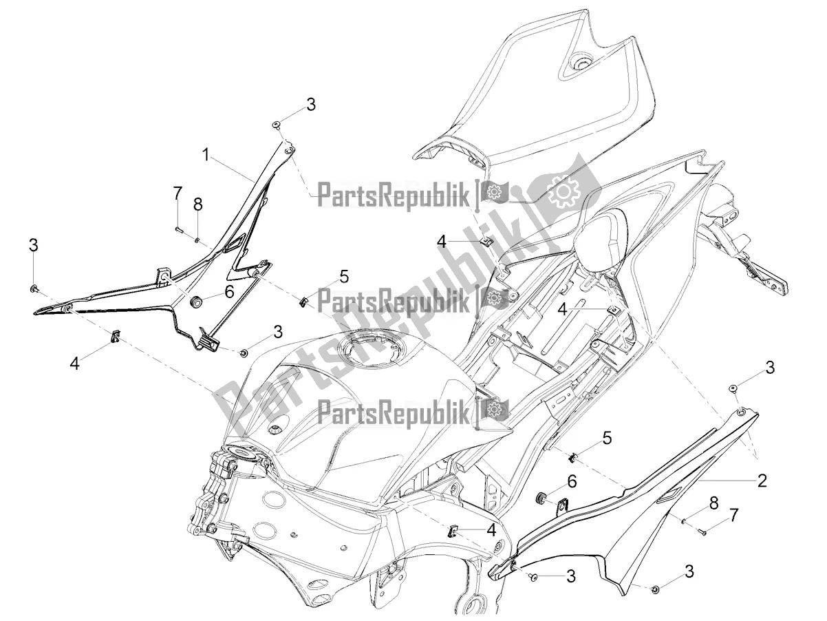 Todas as partes de Corpo Central do Aprilia RS 125 4T ABS Replica Apac 2021