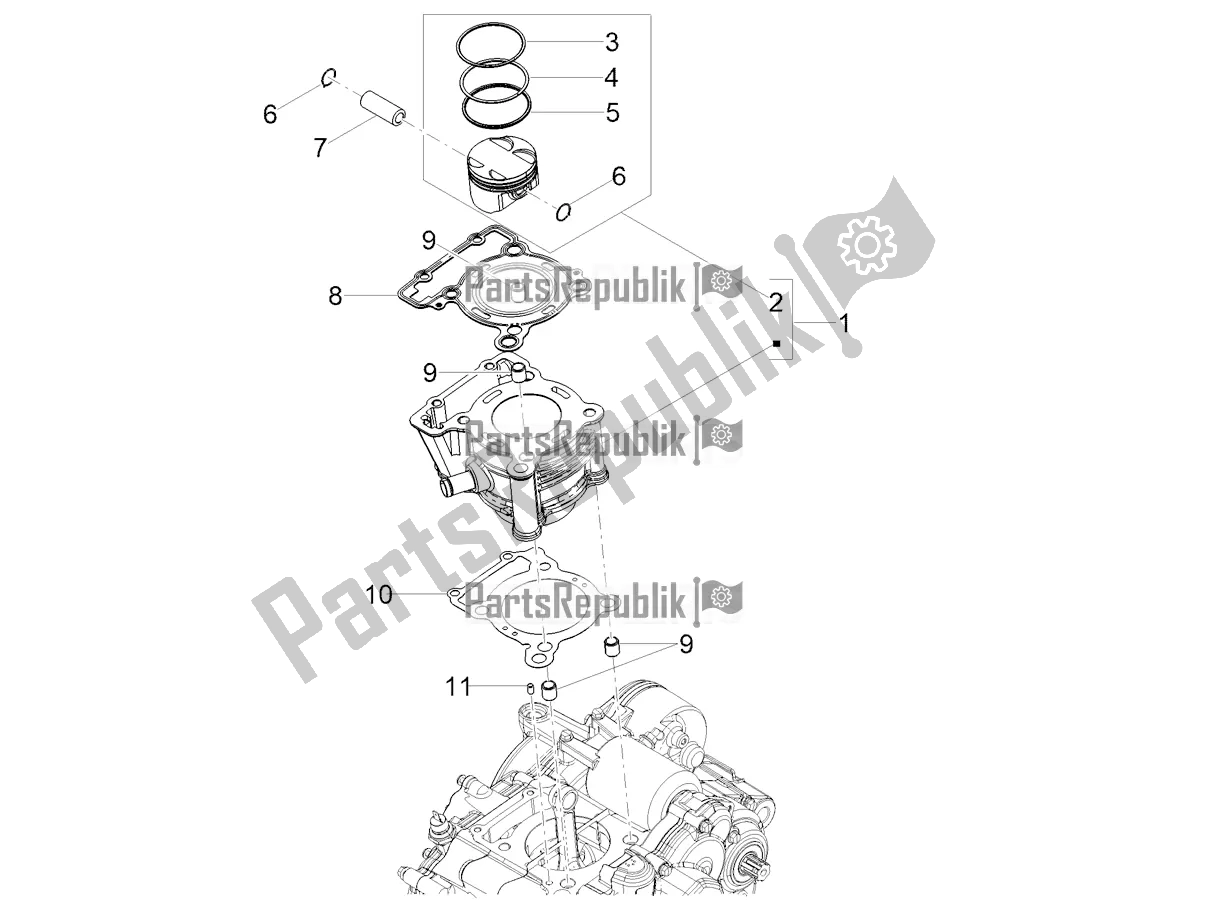 Todas as partes de Cilindro - Pistão do Aprilia RS 125 4T ABS Replica Apac 2021