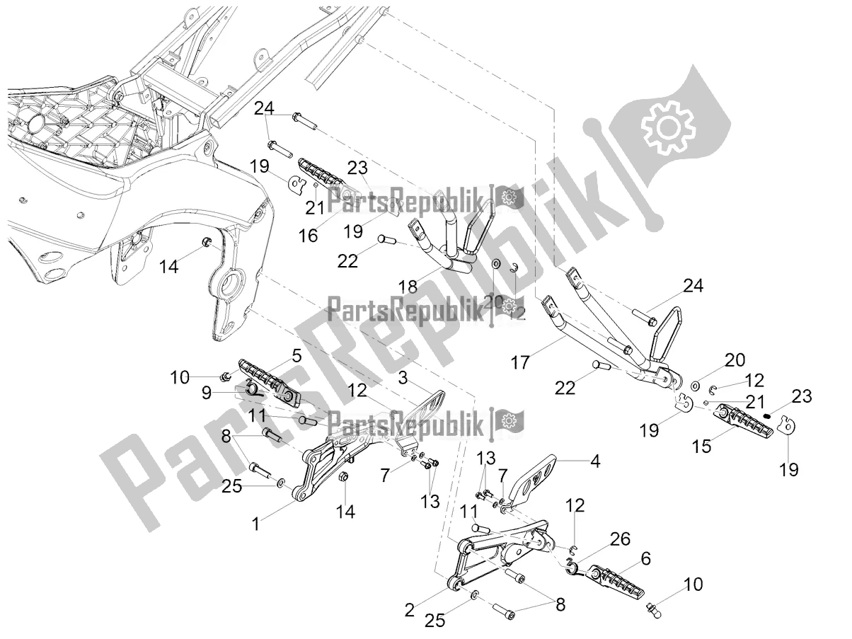 Alle onderdelen voor de Voetsteunen van de Aprilia RS 125 4T ABS Replica Apac 2021