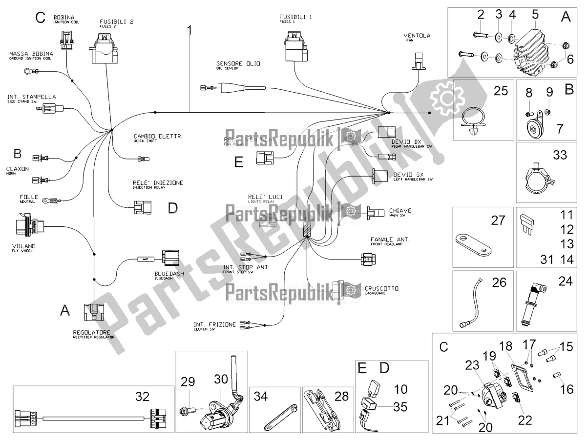 Todas las partes para Sistema Eléctrico Frontal de Aprilia RS 125 4T ABS Replica Apac 2021