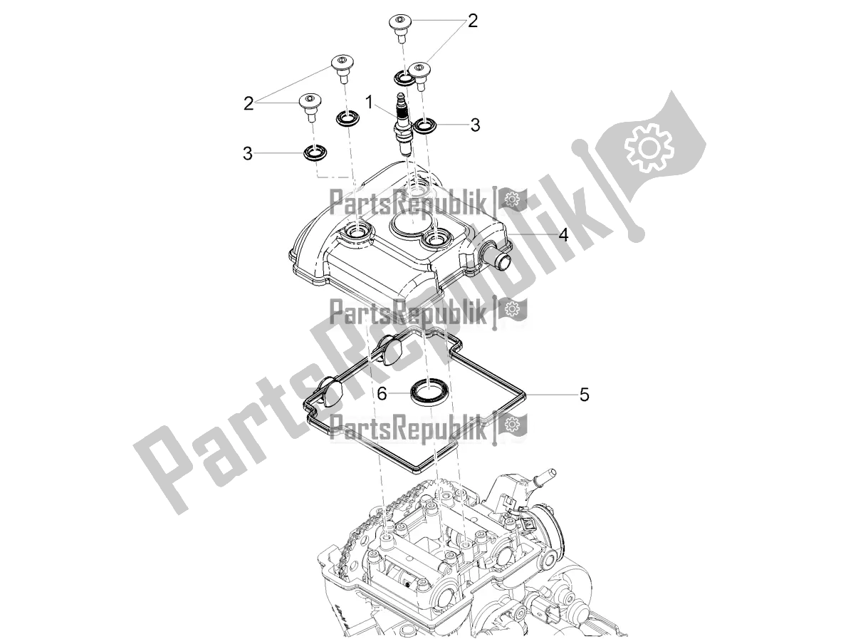 All parts for the Head Cover of the Aprilia RS 125 4T ABS Replica Apac 2021