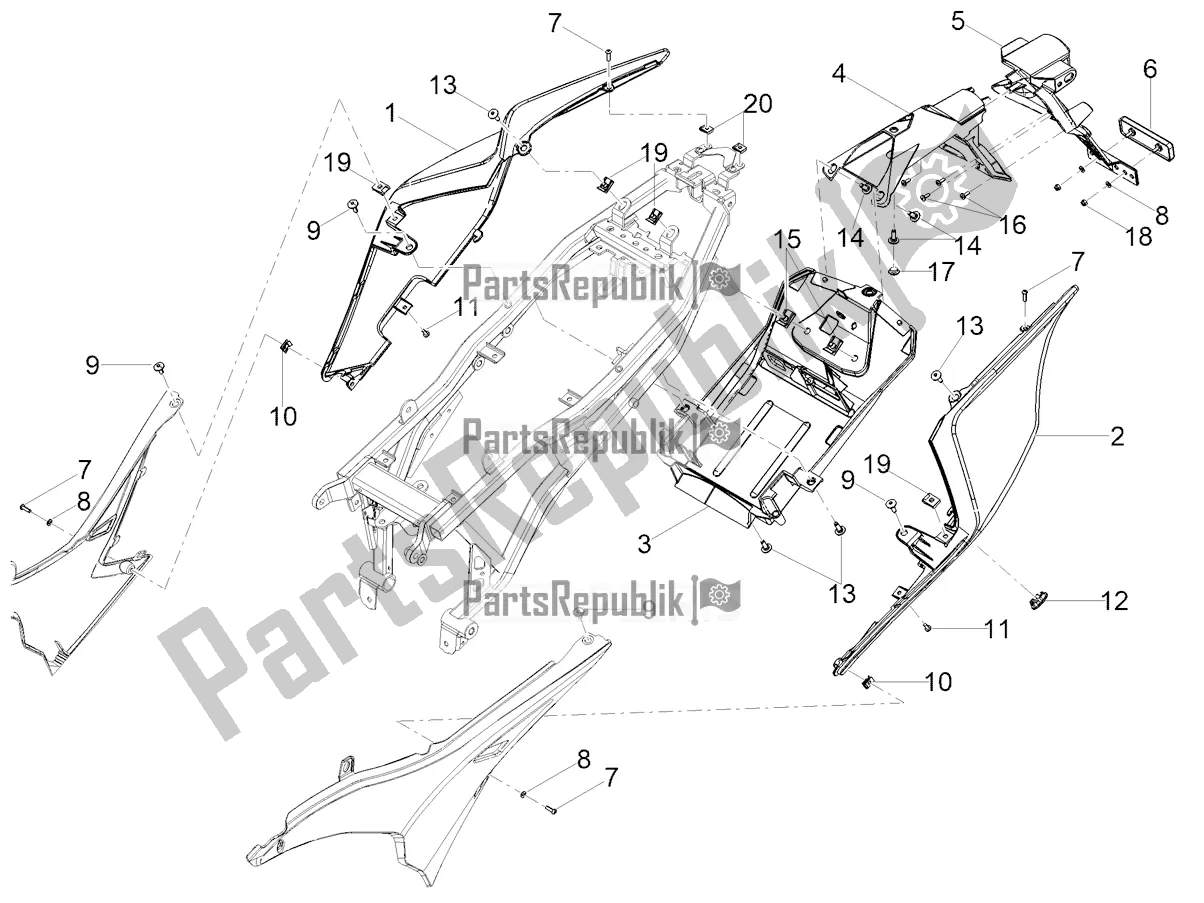Alle onderdelen voor de Achterlichaam van de Aprilia RS 125 4T ABS Replica Apac 2021