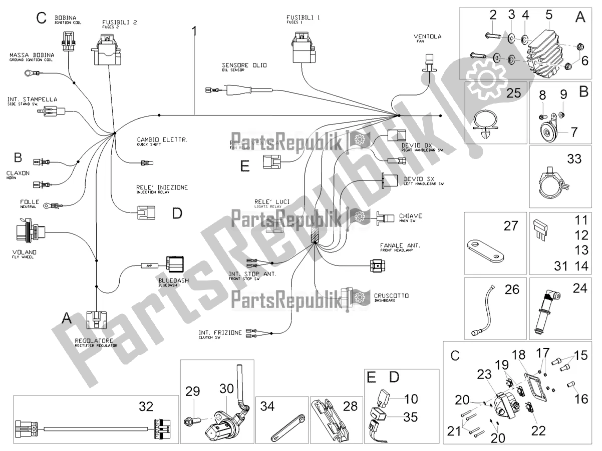 Alle Teile für das Frontelektrik des Aprilia RS 125 4T ABS Replica Apac 2022