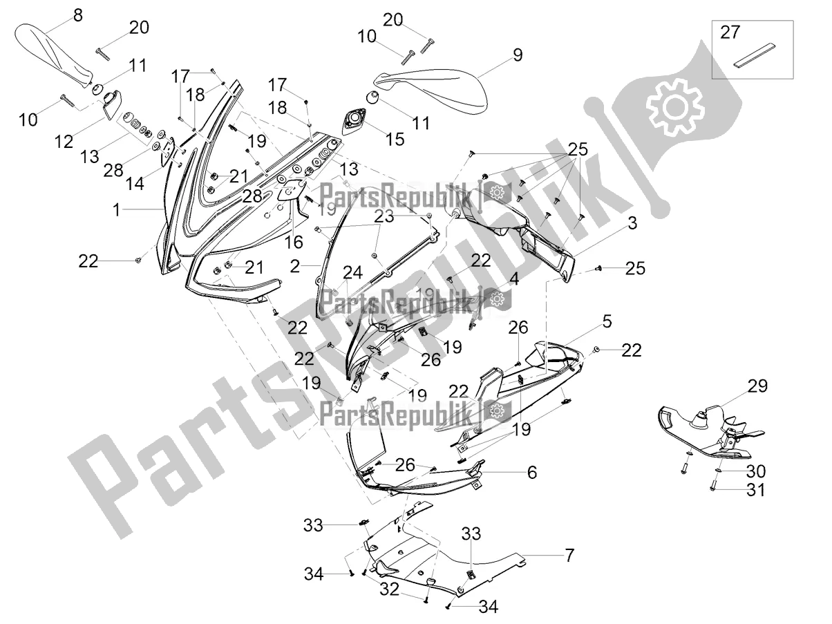 All parts for the Front Fairing of the Aprilia RS 125 4T ABS Replica Apac 2022