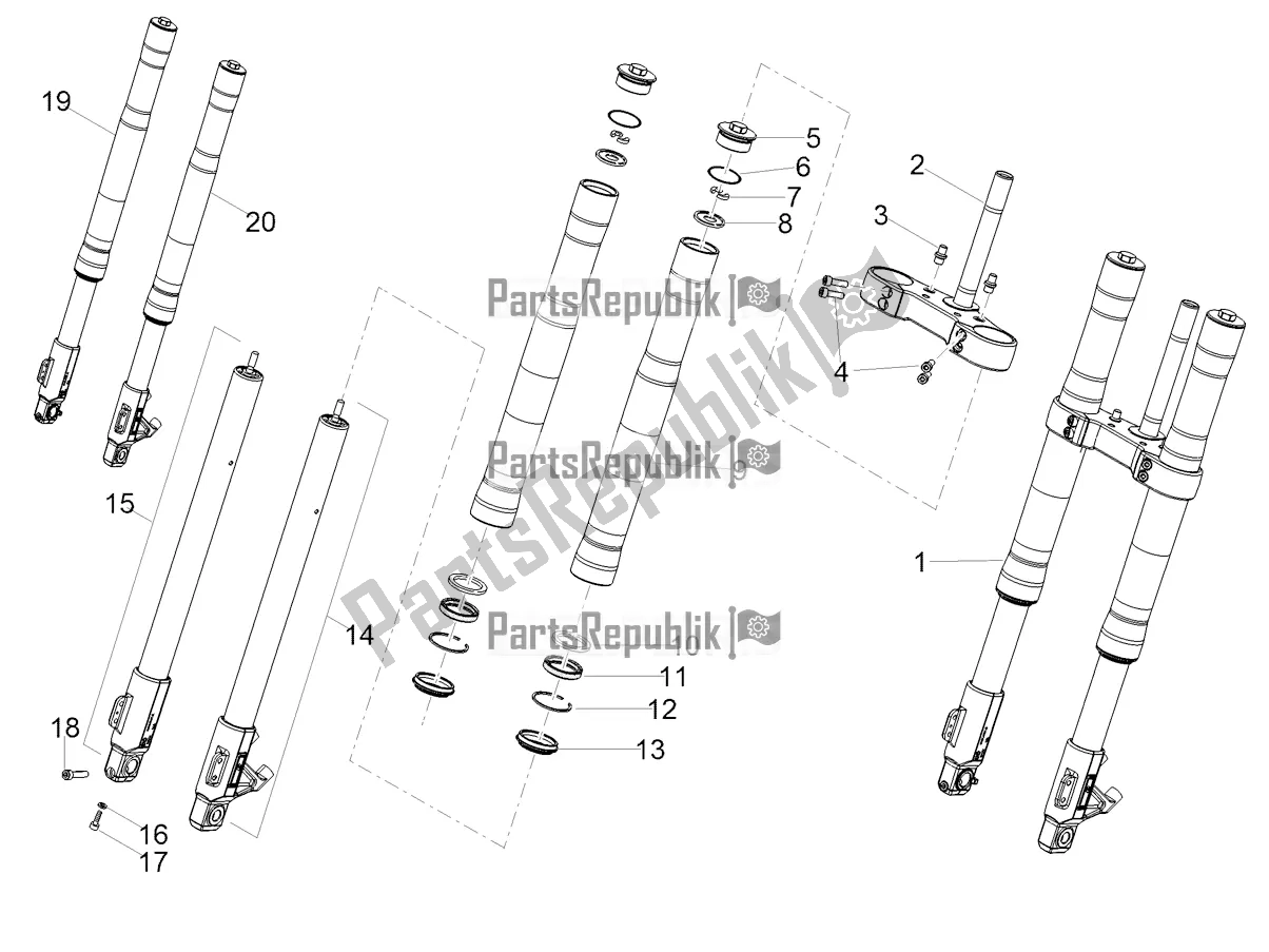 Alle onderdelen voor de Voorvork Ming Xing van de Aprilia RS 125 4T ABS Replica Apac 2022
