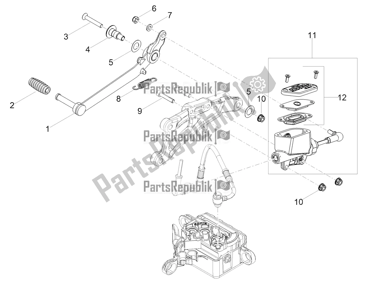 Todas as partes de Cilindro Mestre Traseiro do Aprilia RS 125 4T ABS Replica Apac 2022