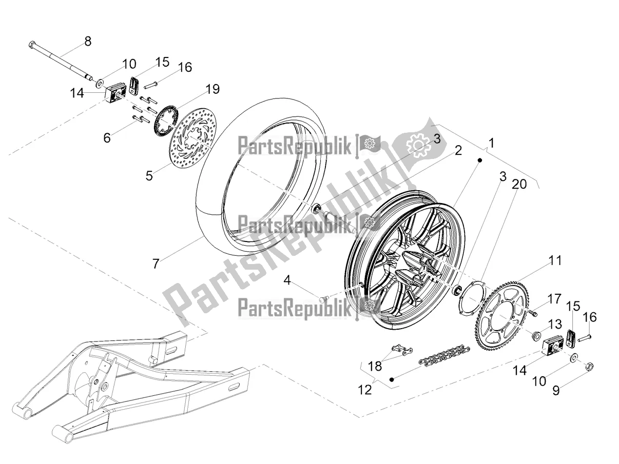 Alle Teile für das Hinterrad des Aprilia RS 125 4T ABS Replica Apac 2022