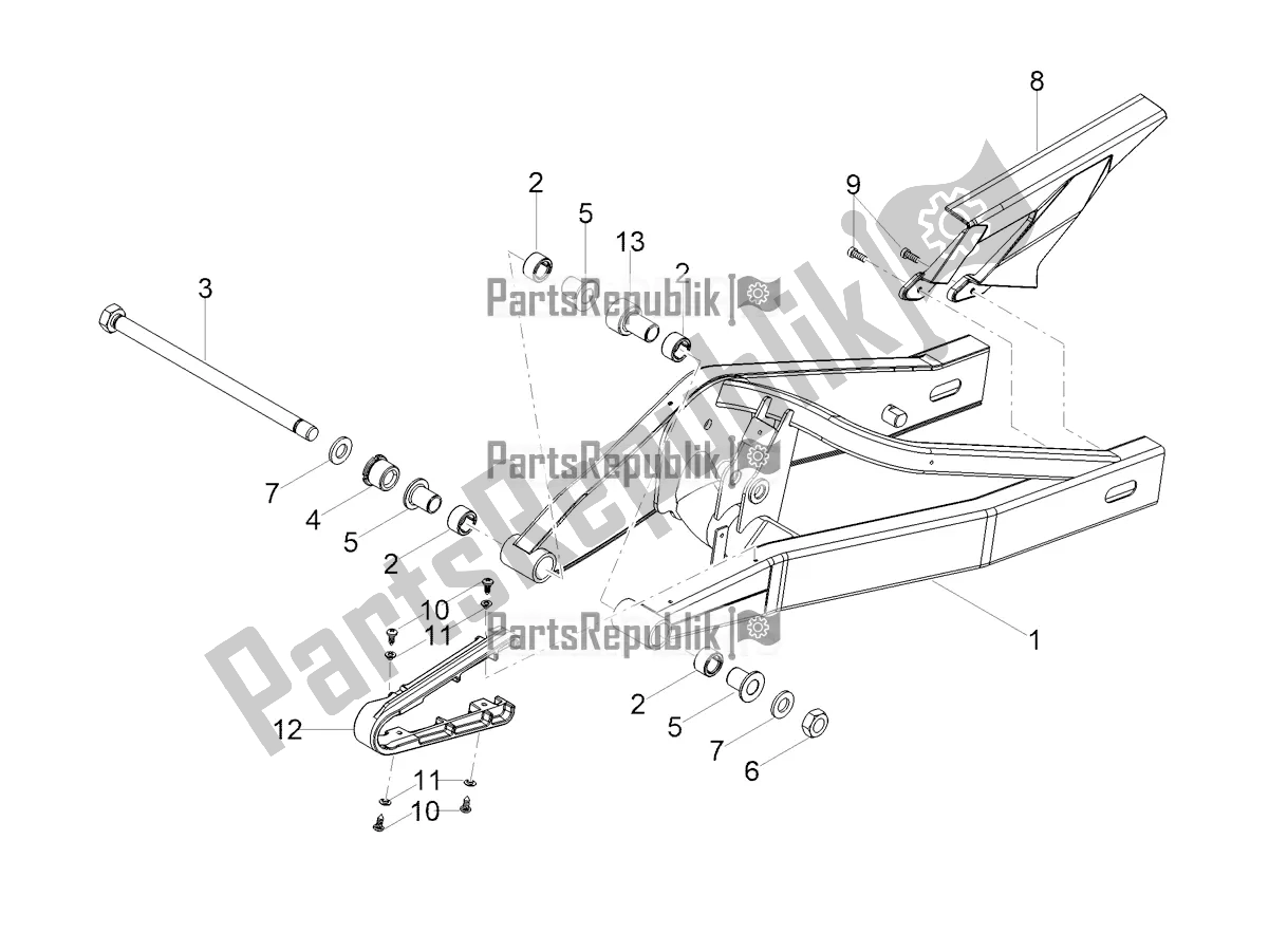 Alle onderdelen voor de Zwenkarm van de Aprilia RS 125 4T ABS Replica Apac 2022