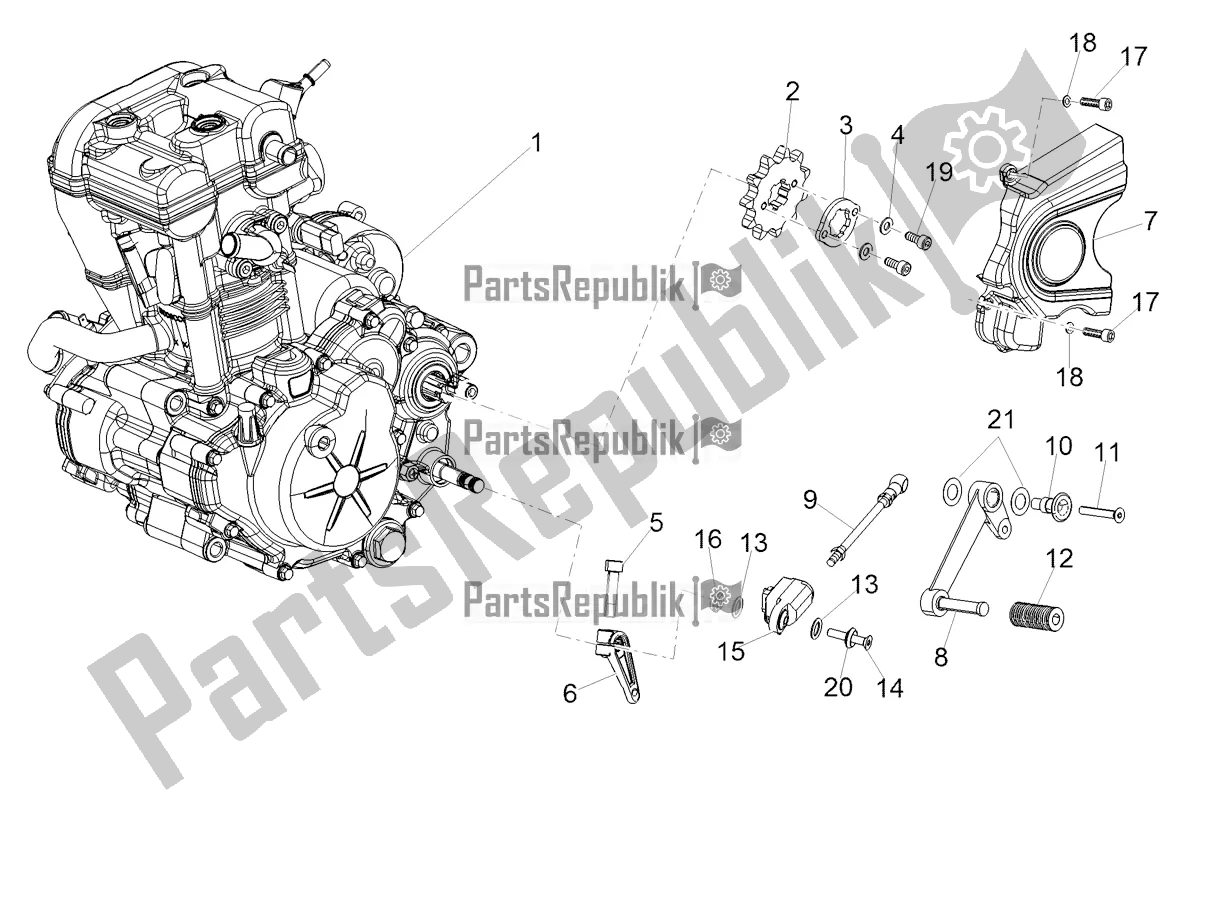 All parts for the Engine-completing Part-lever of the Aprilia RS 125 Replica 4T 2017