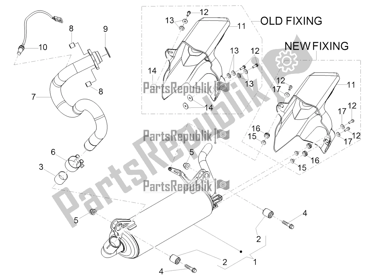 All parts for the Exhaust Pipe of the Aprilia RS 125 Replica 4T 2017