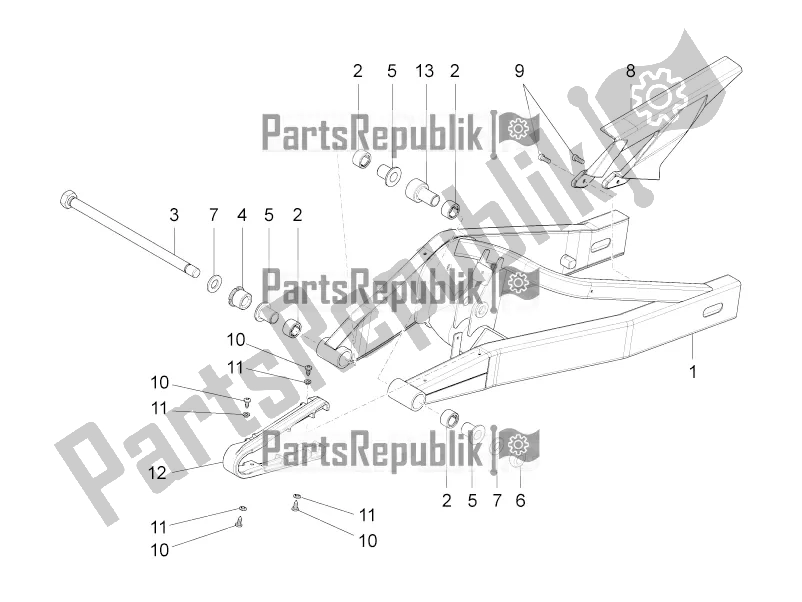 All parts for the Swing Arm of the Aprilia RS 125 Replica 4T 2017