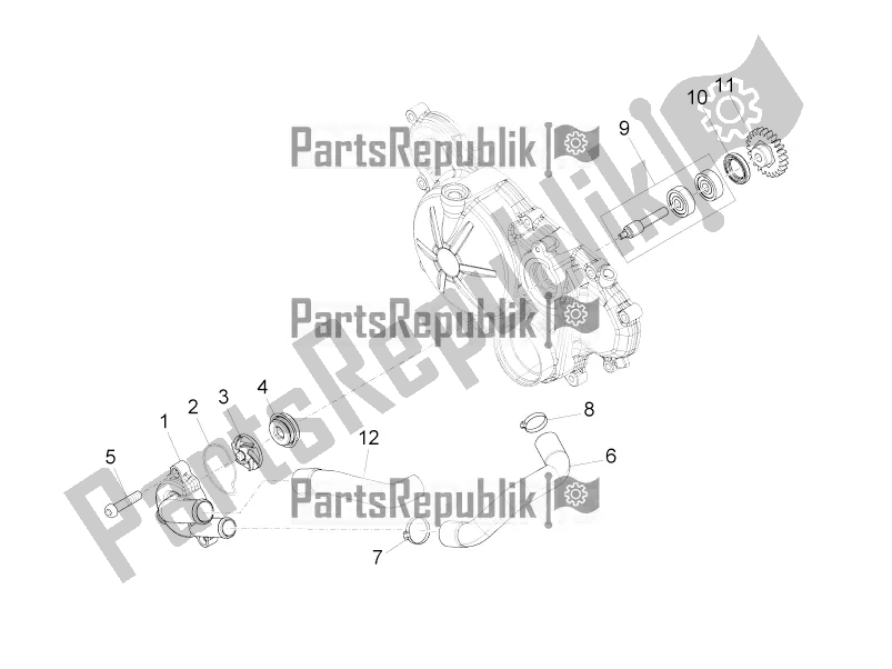 All parts for the Water Pump of the Aprilia RS 125 Replica 4T 2017