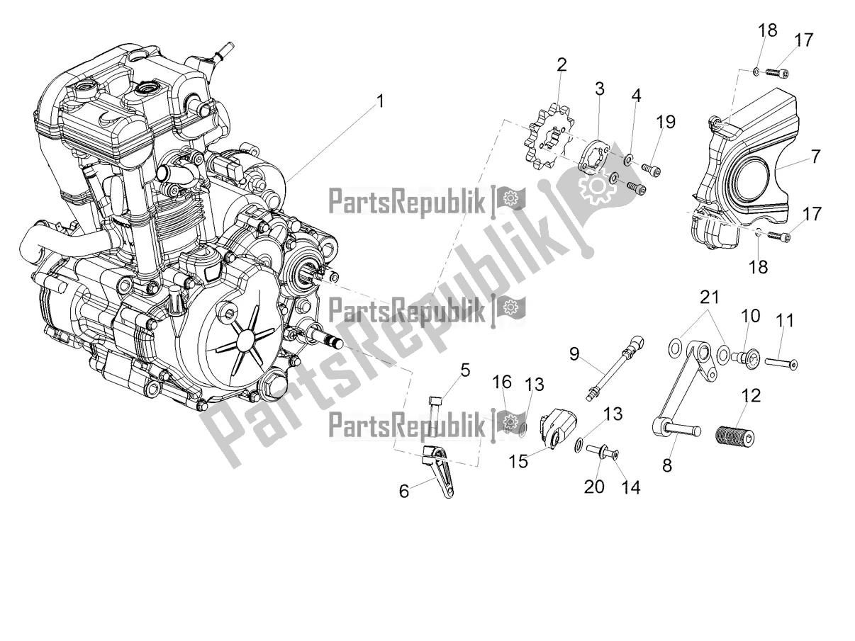 Alle onderdelen voor de Motor-completerende Deel-hendel van de Aprilia RS 125 Replica 4T 2018