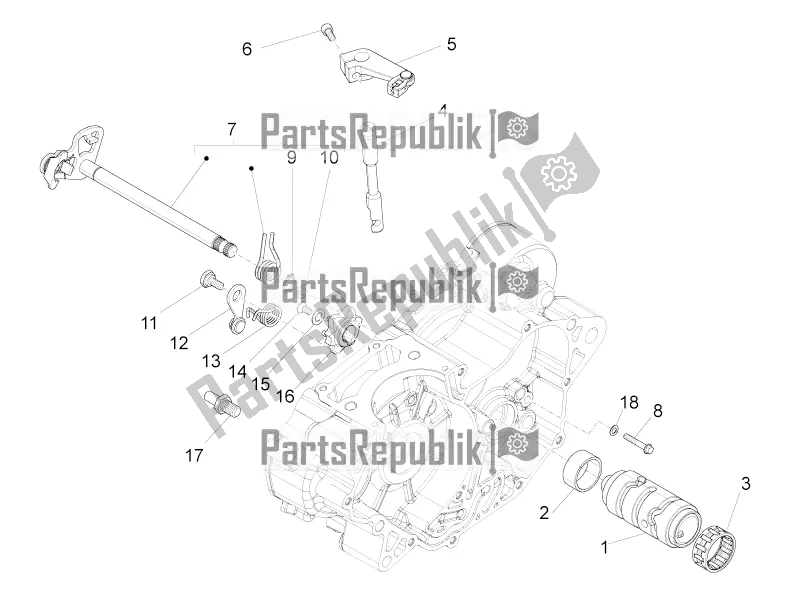 Alle Teile für das Getriebe / Wählhebel / Schaltnocken des Aprilia RS 125 Replica 4T 2018