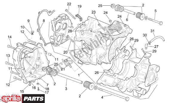 All parts for the Crankcase of the Aprilia RS 380 250 1995 - 1997