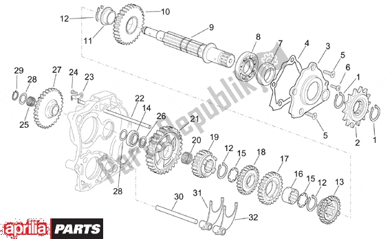 Todas as partes de Driven Shaft do Aprilia RS 380 250 1995 - 1997