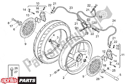 Alle Teile für das Front Wheel des Aprilia RS 380 250 1995 - 1997