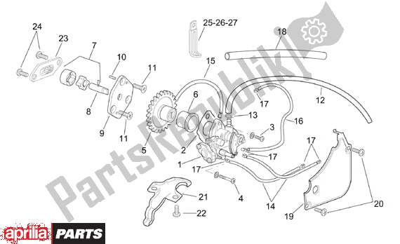 All parts for the Oil Pump of the Aprilia RS 380 250 1995 - 1997