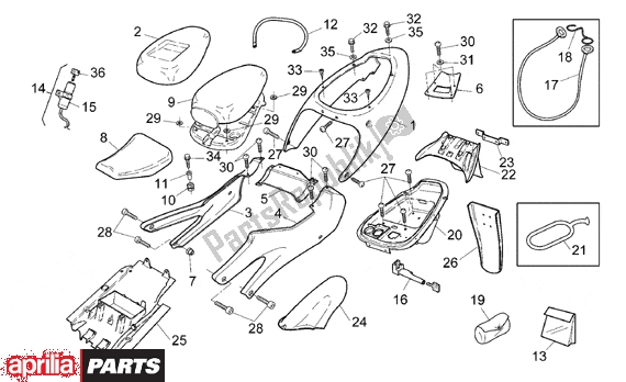 All parts for the Rear Body of the Aprilia RS 380 250 1995 - 1997