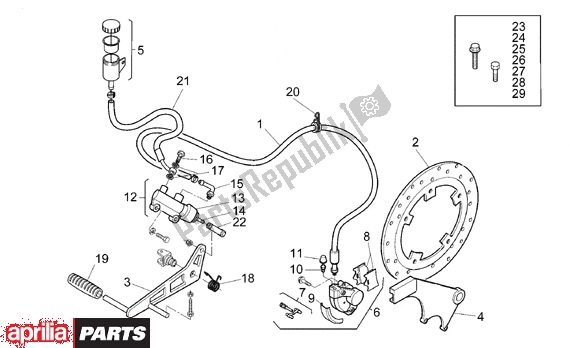 All parts for the Rear Brake Caliper of the Aprilia RS 380 250 1995 - 1997