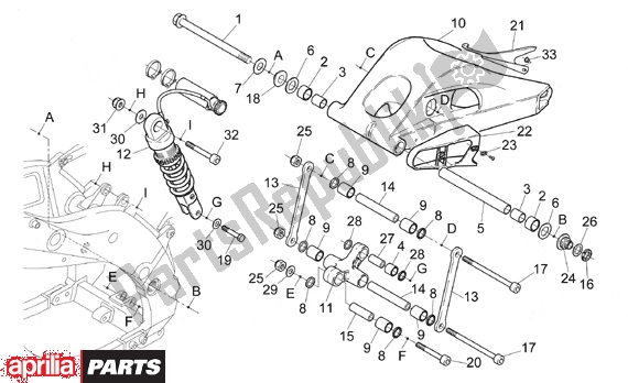 Tutte le parti per il Rear Shock Absorber del Aprilia RS 380 250 1995 - 1997