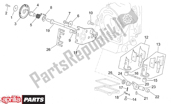 All parts for the Valves Assembly I of the Aprilia RS 380 250 1995 - 1997