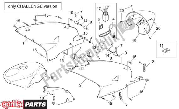 All parts for the Body Ii Challenge Version of the Aprilia RS 381 250 1998 - 2001