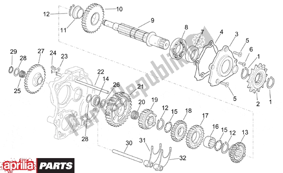 Alle onderdelen voor de Driven Shaft van de Aprilia RS 381 250 1998 - 2001