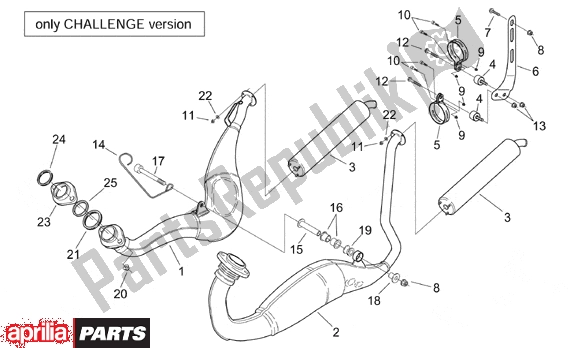 Wszystkie części do Exhaust Unit Challenge Version Aprilia RS 381 250 1998 - 2001