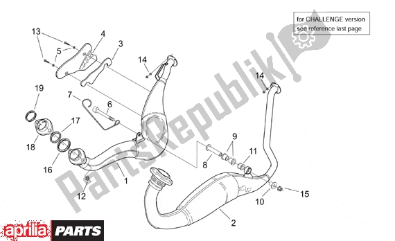 All parts for the Exhaust Unit I of the Aprilia RS 381 250 1998 - 2001