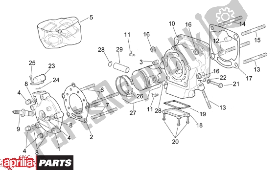 Alle onderdelen voor de Horizontal Cylinder Assembly van de Aprilia RS 381 250 1998 - 2001