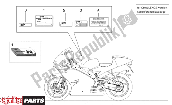 Tutte le parti per il Plate Set And Handbooks del Aprilia RS 381 250 1998 - 2001