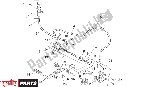 All parts for the Rear Brake Pump of the Aprilia RS 381 250 1998 - 2001