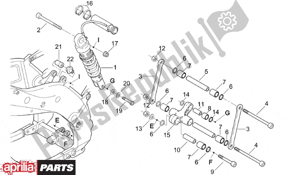 All parts for the Rear Shock Absorber of the Aprilia RS 381 250 1998 - 2001