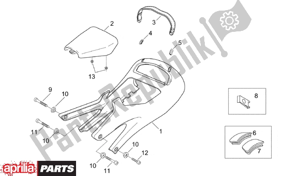 All parts for the Saddle Unit of the Aprilia RS 381 250 1998 - 2001