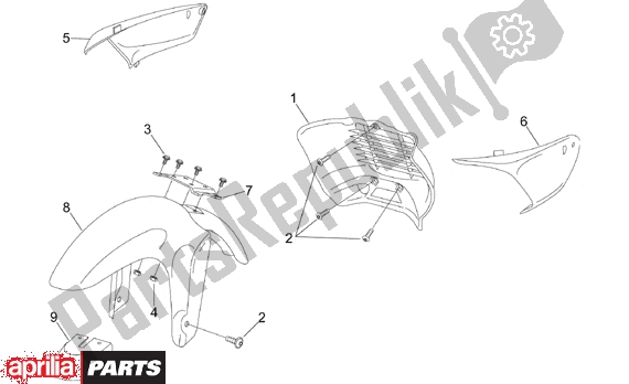 All parts for the Front Body Ii of the Aprilia RS 322 50 1996 - 1998