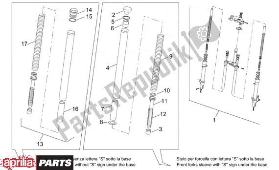 Alle onderdelen voor de Front Fork Ii van de Aprilia RS 322 50 1996 - 1998