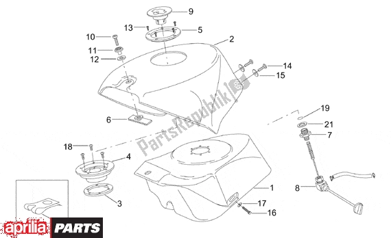 All parts for the Fuel Tank of the Aprilia RS 322 50 1996 - 1998