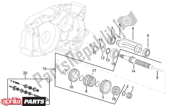 Tutte le parti per il Primary Gear Shaft 6 Gear Am6 del Aprilia RS 322 50 1996 - 1998