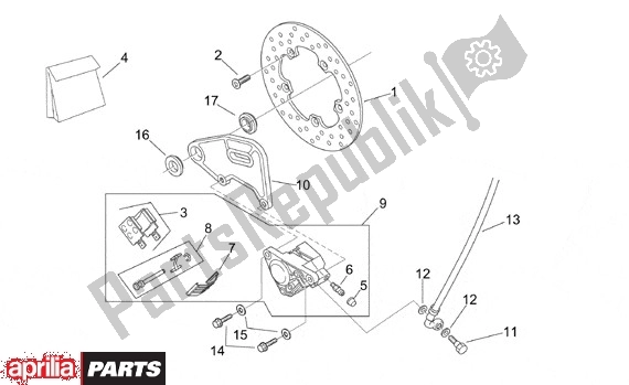 Alle onderdelen voor de Achterwielremklauw van de Aprilia RS 323 50 1999 - 2005