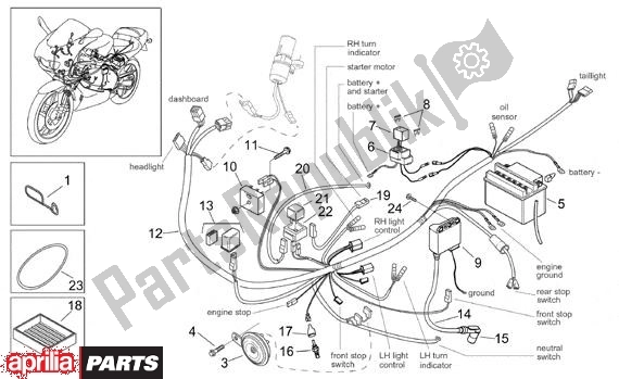 Alle onderdelen voor de Elektrische Installatie van de Aprilia RS 323 50 1999 - 2005