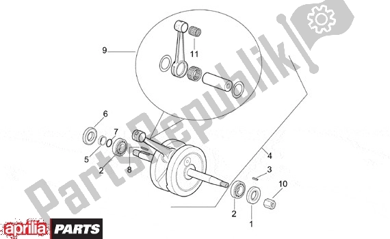 Alle onderdelen voor de Krukas van de Aprilia RS 323 50 1999 - 2005