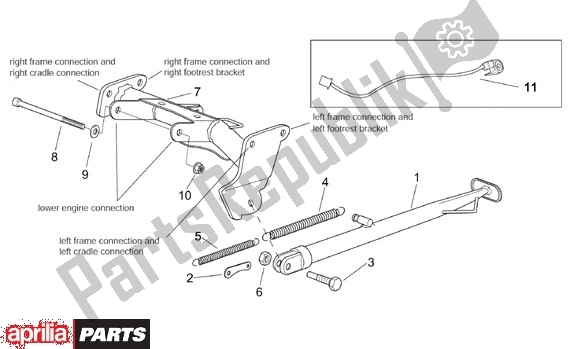 Todas las partes para Soporte Central de Aprilia RS 323 50 1999 - 2005